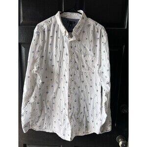 GAP sailor Nautical Yachting Print Cotton Long Sleeve Preppy Button Down L